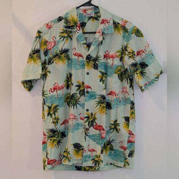 VTG Pacific Legend Hawaiian Shirt Medium Flamingo Floral Made in Hawaii Aloha - Picture 5 of 7